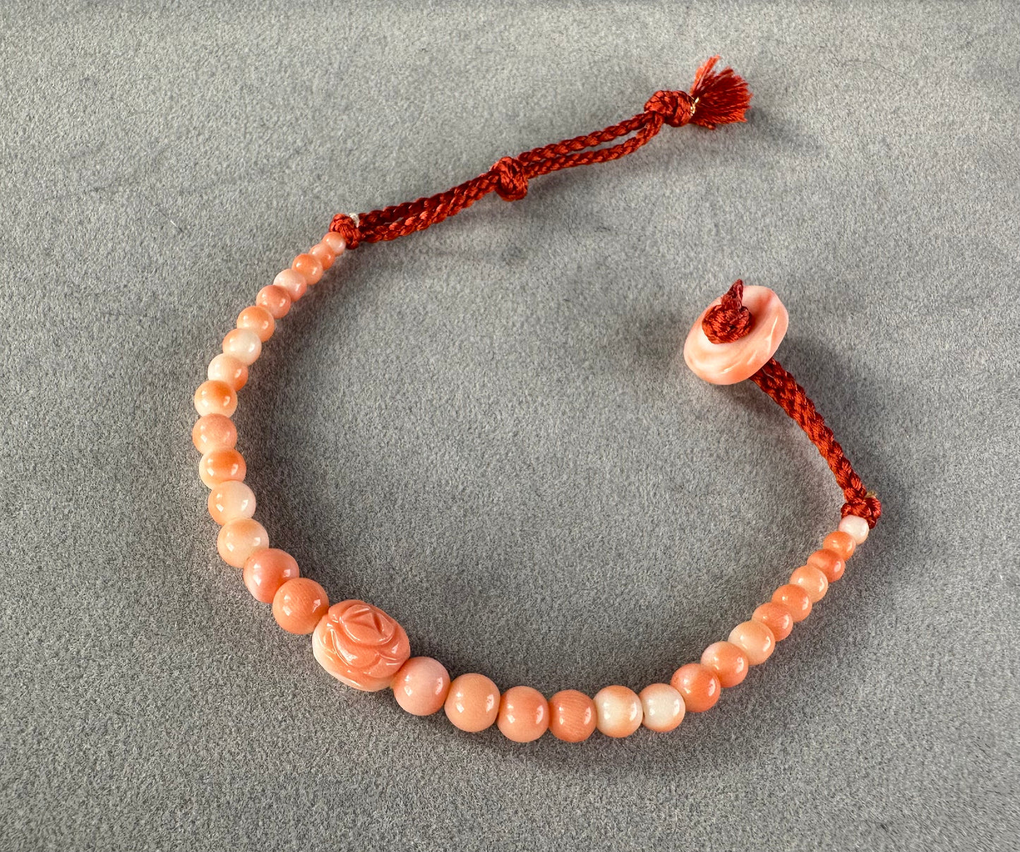 Angel skin Momo coral silk Haorihimo bracelet