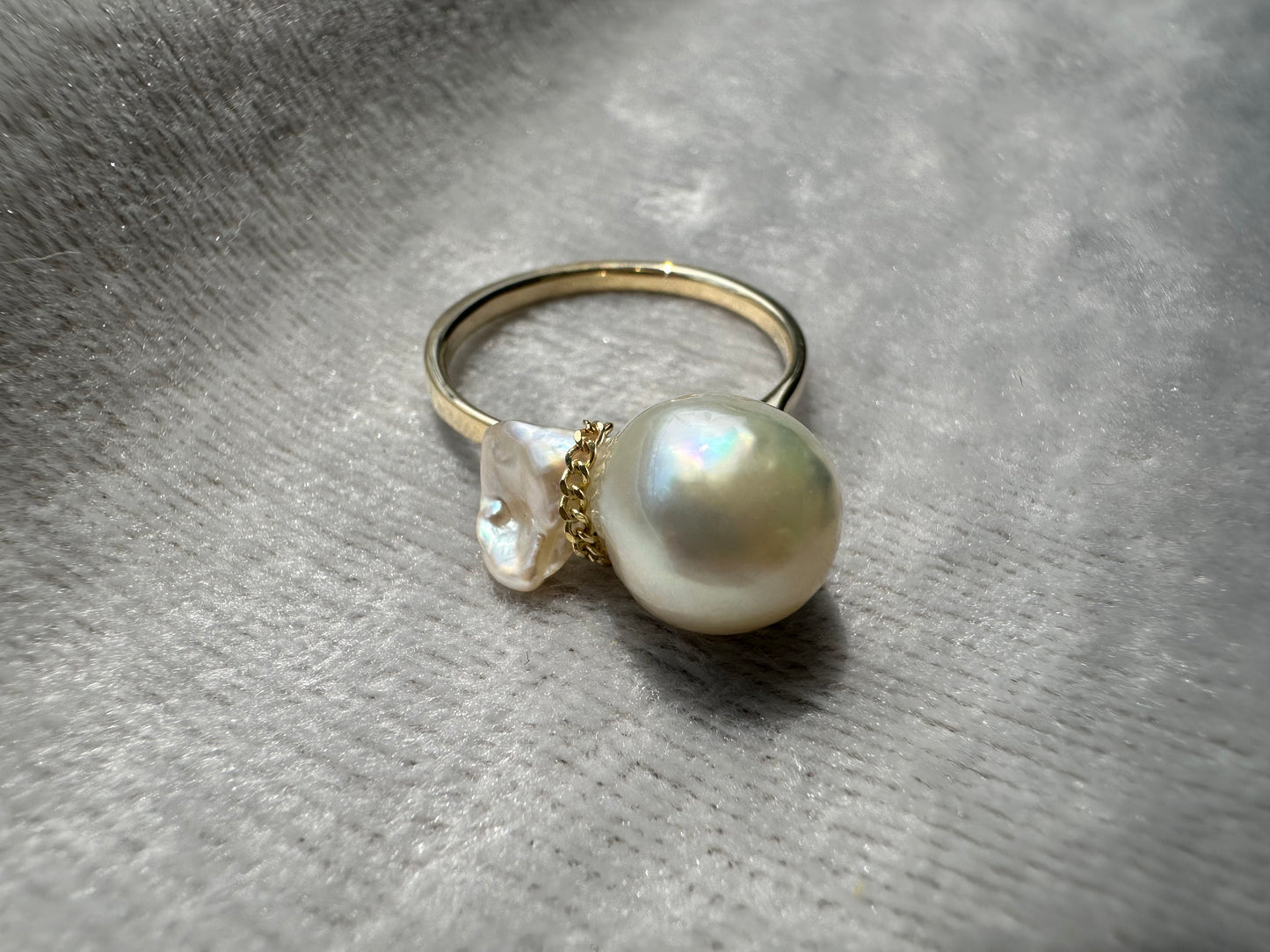 K14 Tadpole Akoya pearl ring