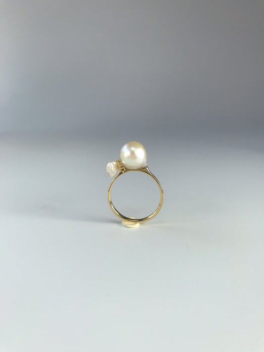 K14 Tadpole Akoya pearl ring