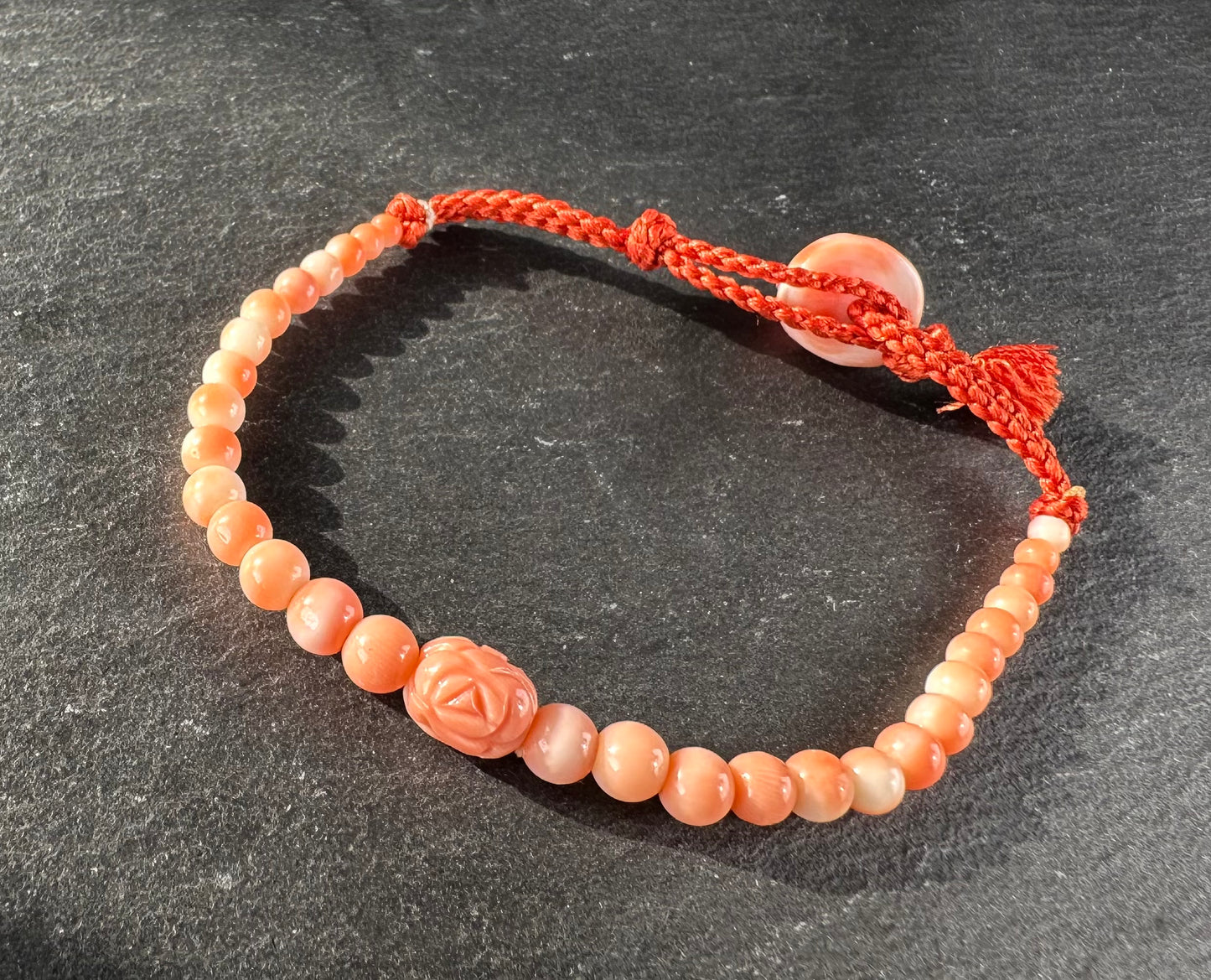 Angel skin Momo coral silk Haorihimo bracelet