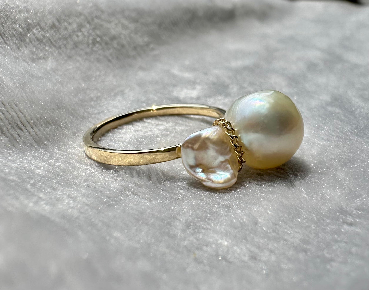 K14 Tadpole Akoya pearl ring