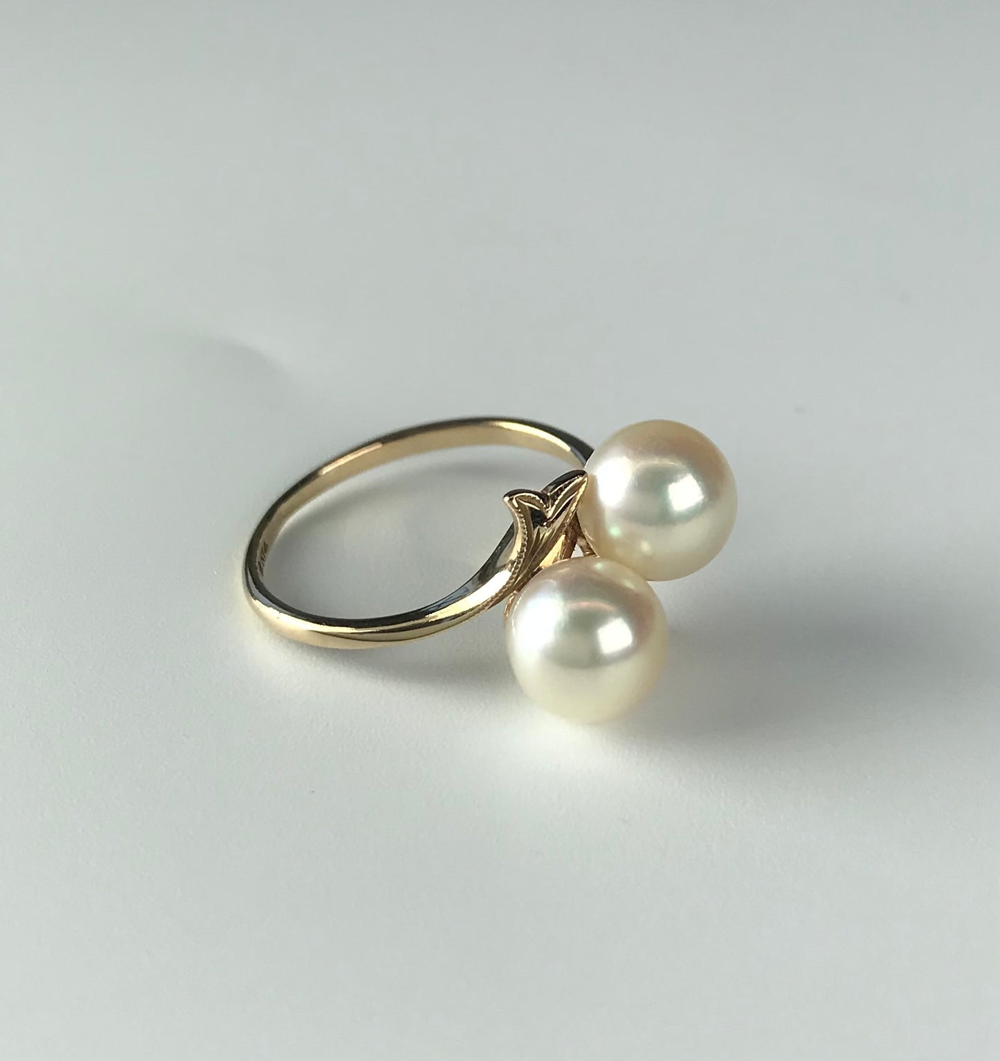 Mikimoto Akoya pearls 14K gold vintage ring