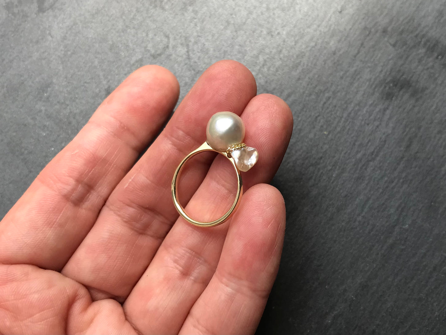 K14 Tadpole Akoya pearl ring