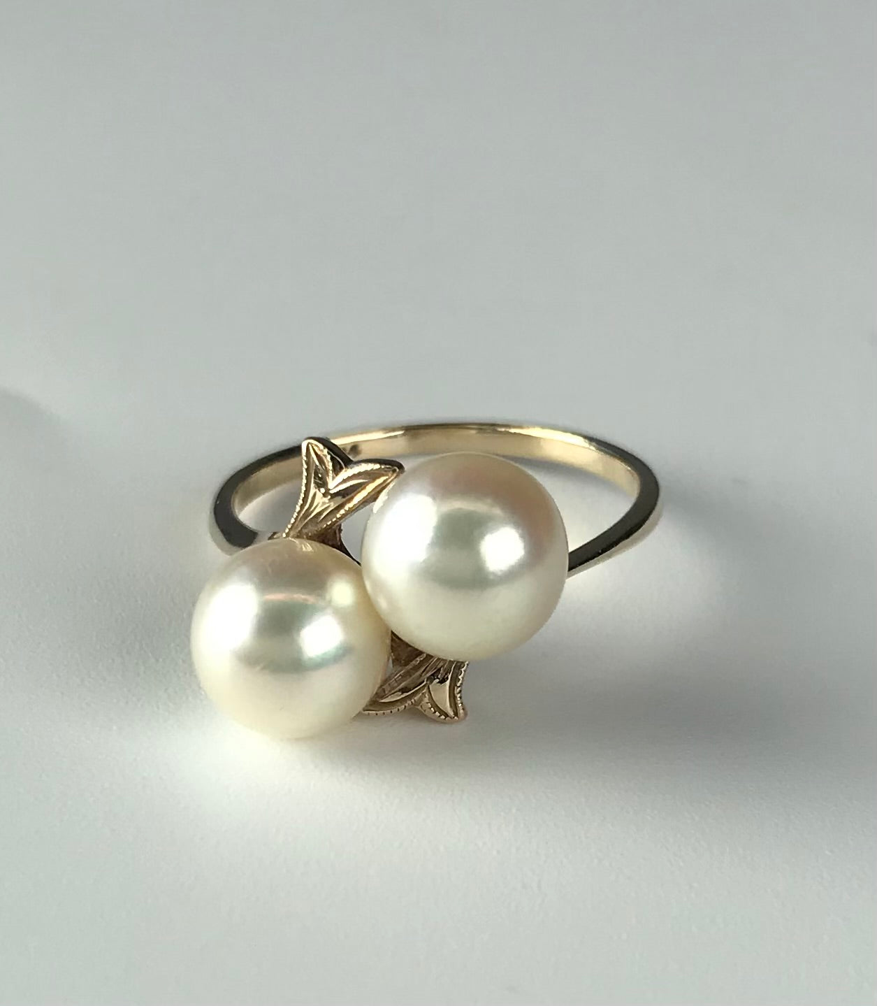 Mikimoto Akoya pearls 14K gold vintage ring