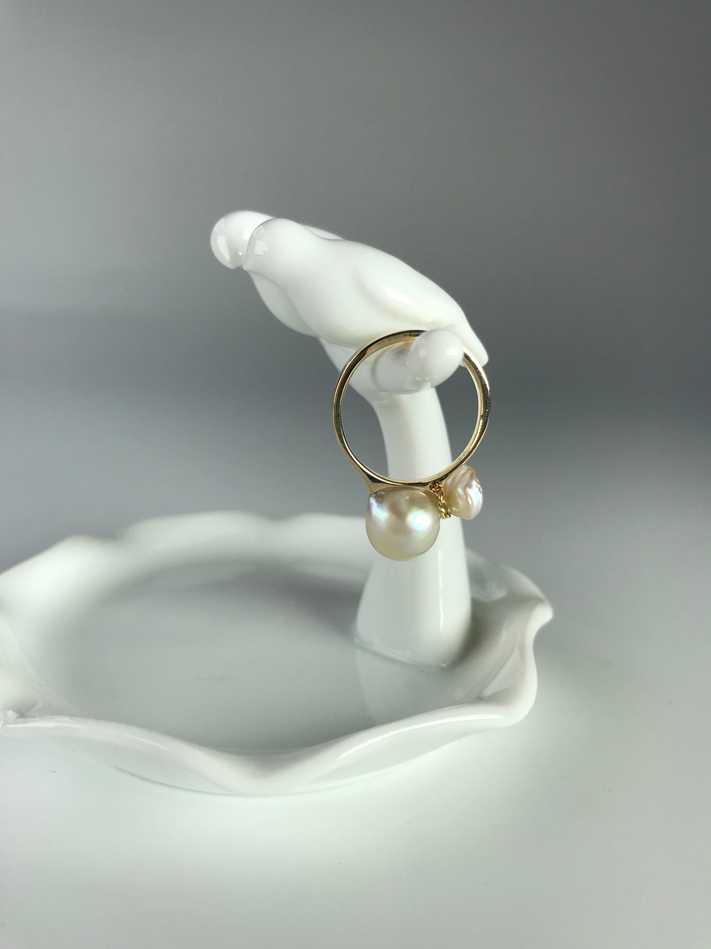 K14 Tadpole Akoya pearl ring