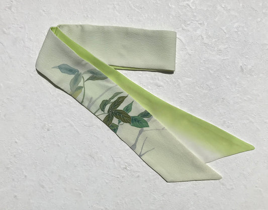 Hand painted Kimono Silk Scarf green