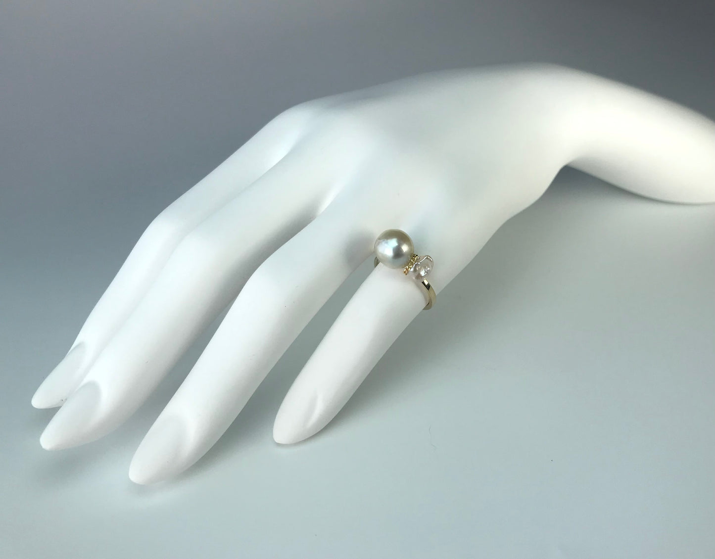 K14 Tadpole Akoya pearl ring