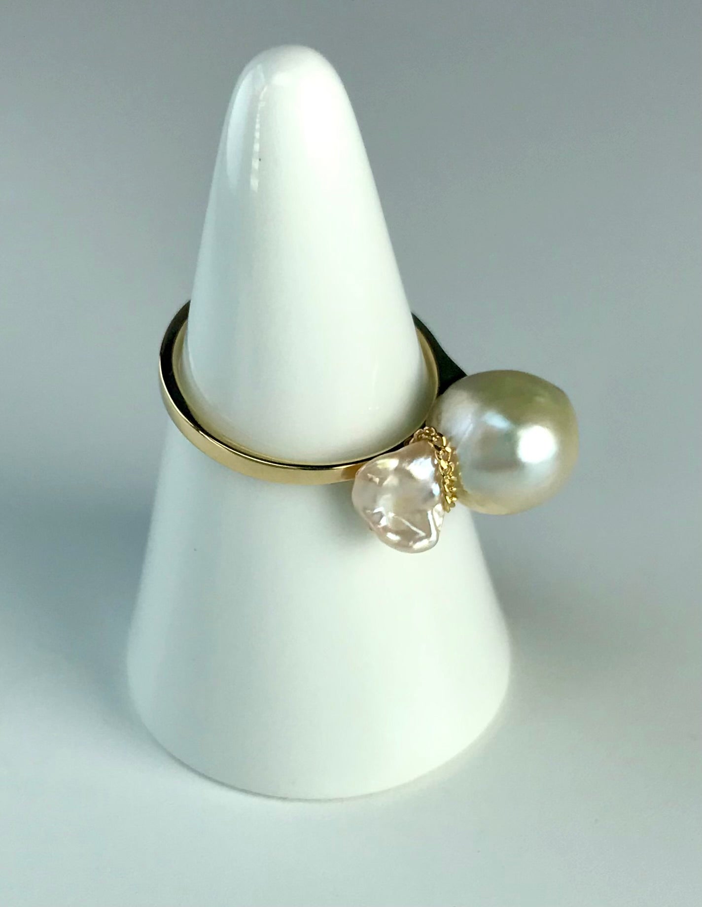 K14 Tadpole Akoya pearl ring