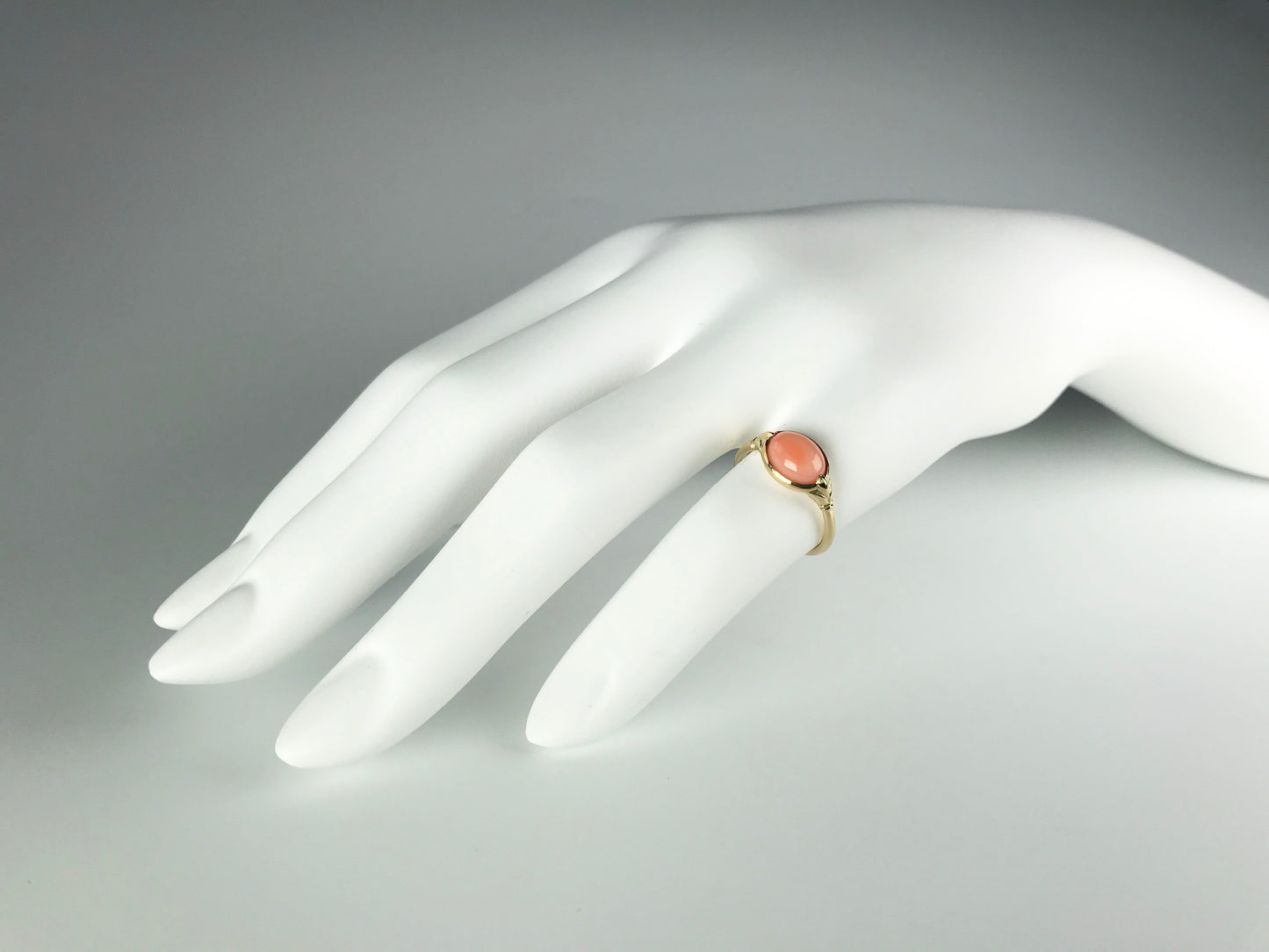 Angel skin coral solid 14K gold Lotus Ring