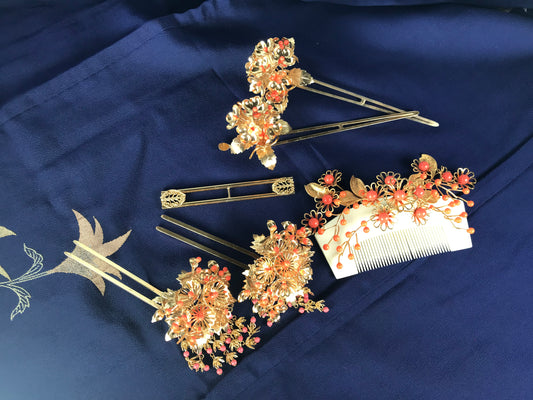 Vintage Kanzashi set Japanese traditional wedding hair decoration