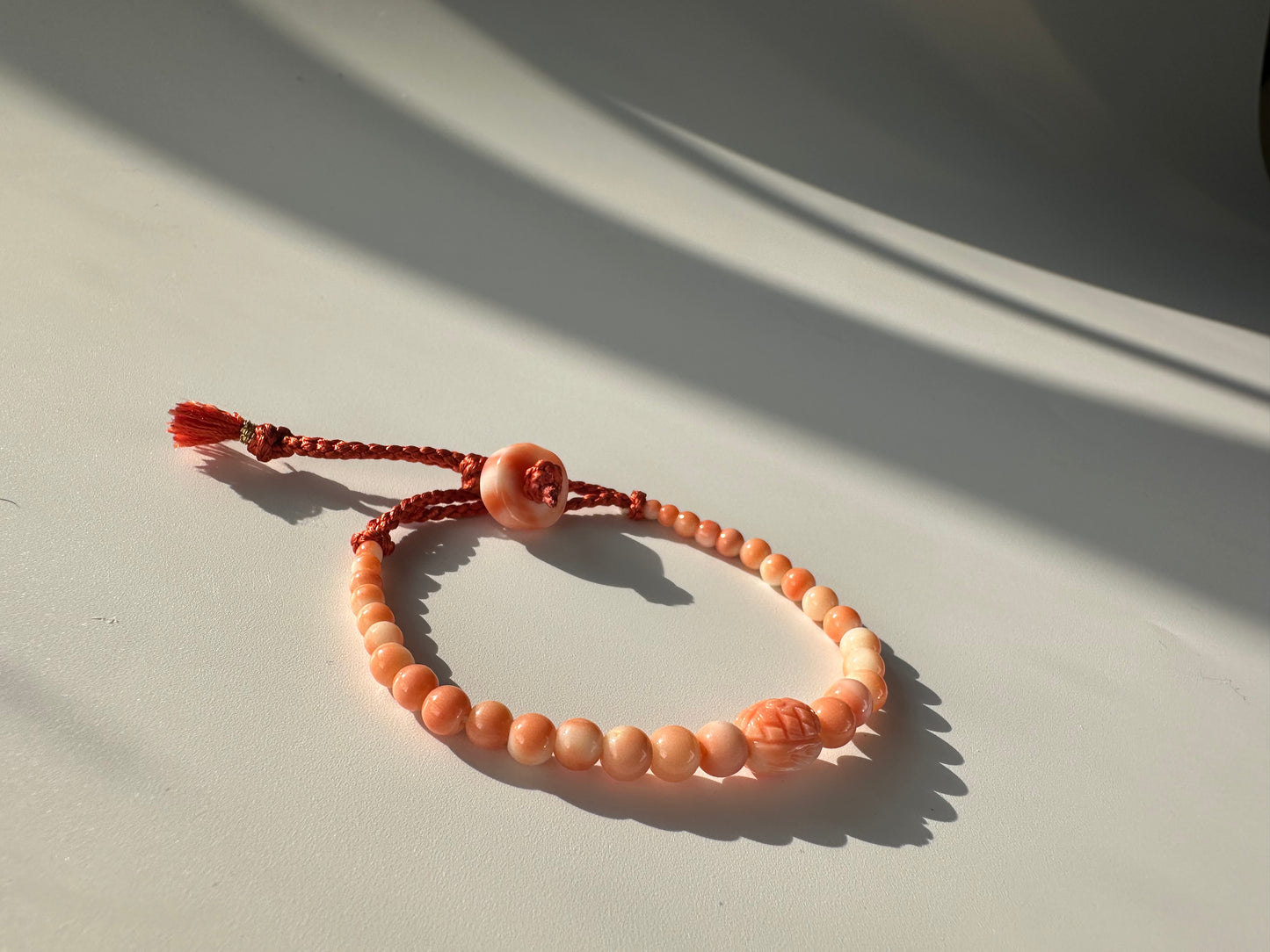 Angel skin Momo coral silk Haorihimo bracelet