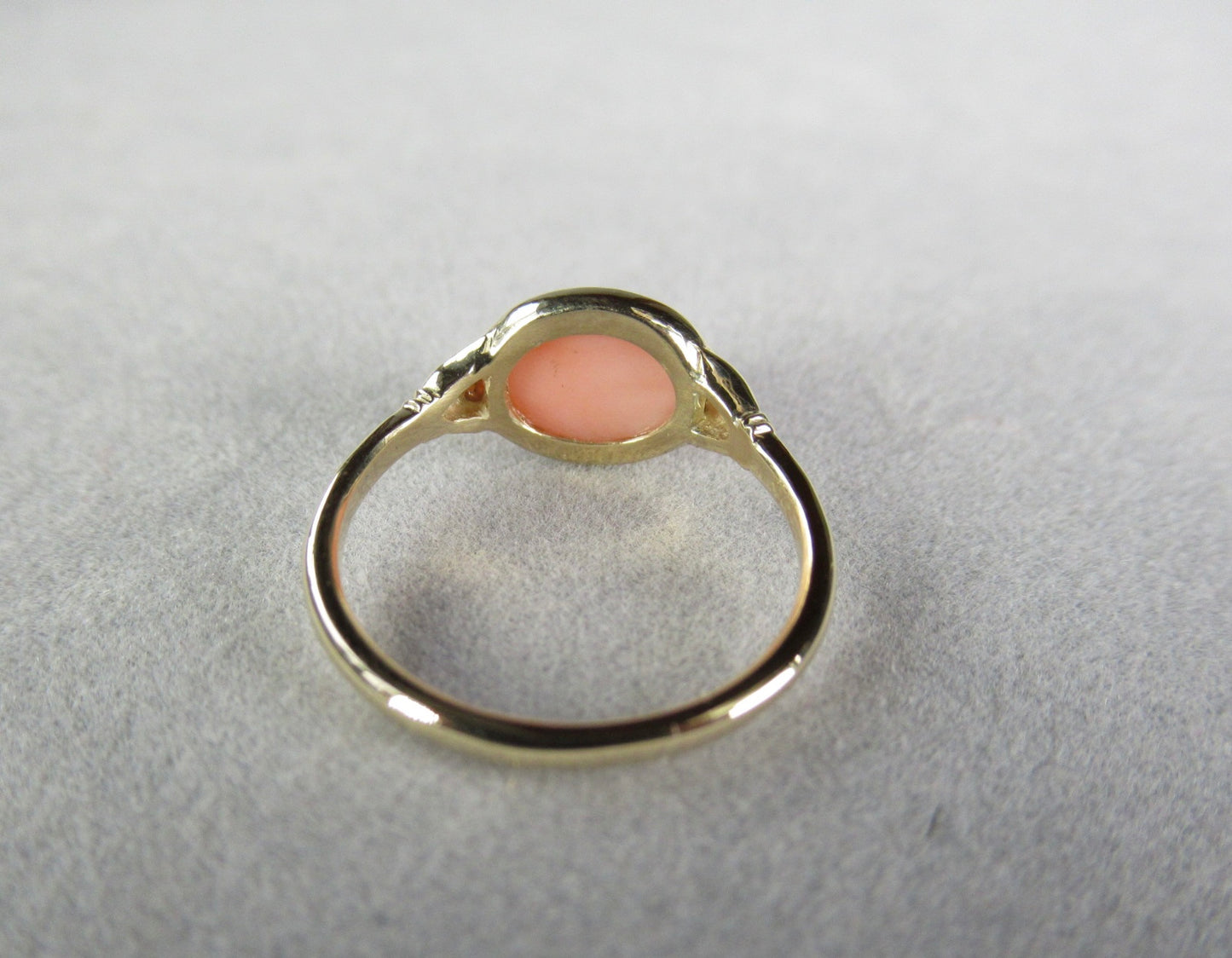 Angel skin coral solid 14K gold Lotus Ring