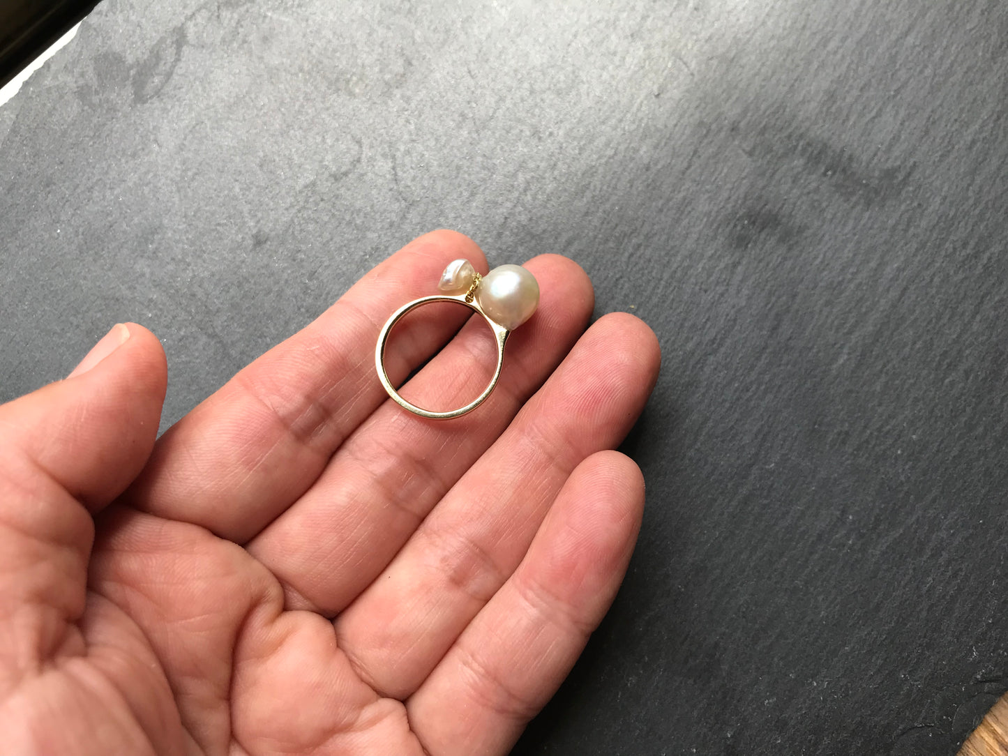 K14 Tadpole Akoya pearl ring