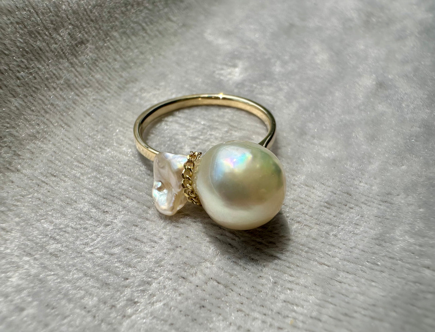 K14 Tadpole Akoya pearl ring