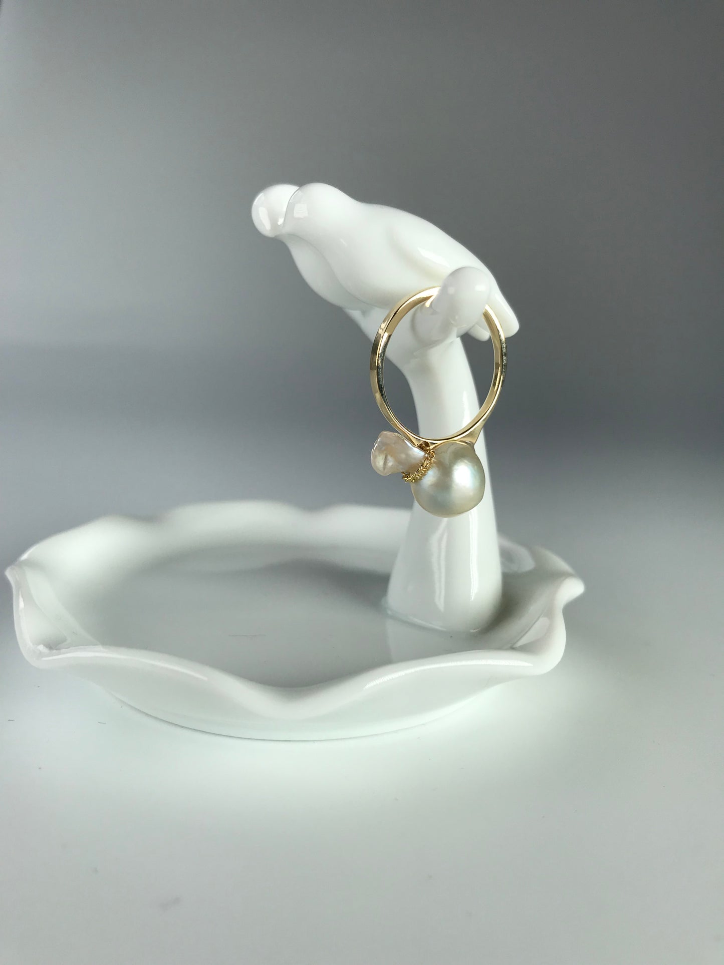 K14 Tadpole Akoya pearl ring