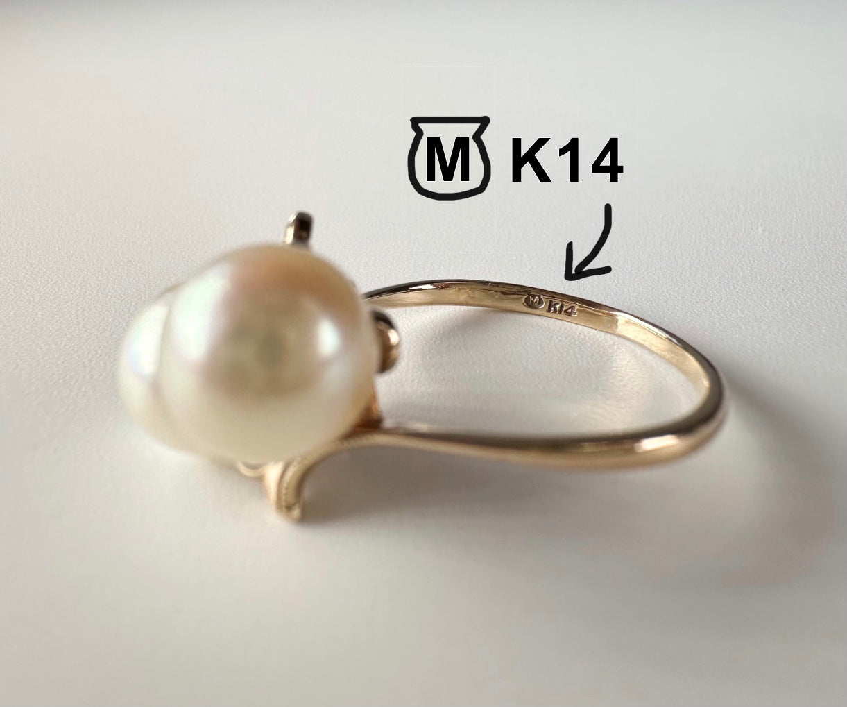 Mikimoto Akoya pearls 14K gold vintage ring